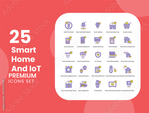Smart Homes and IoT Vector Icon Stock Illustration for Home Automation Technology