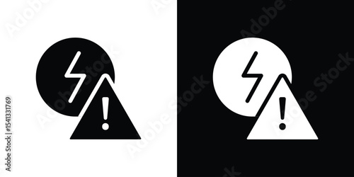 Electric Problem icon in flat black solid vector set