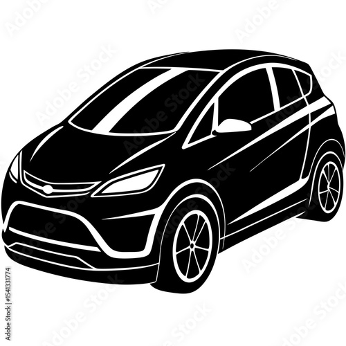 Black silhouette of modern compact suv car