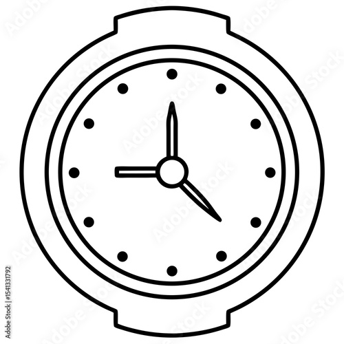 Simple black and white outline clock icon