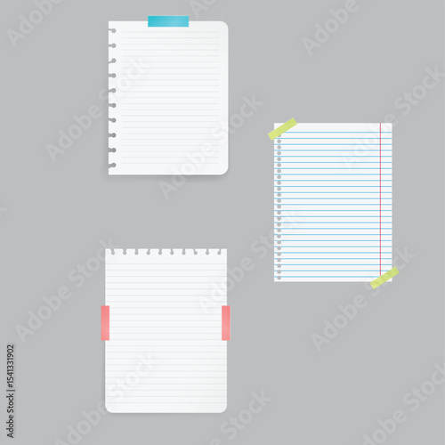Collection of various note papers with different tape strips.