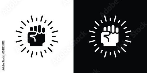 Empowerment icon in flat black solid vector set