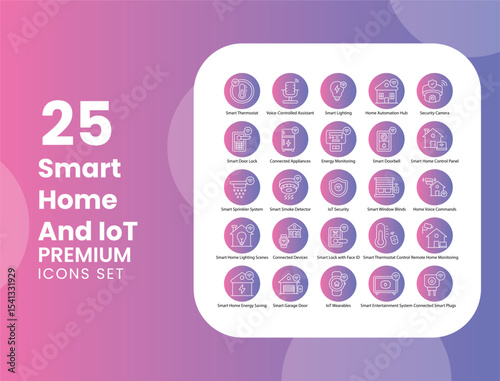 Smart Homes and IoT Vector Icon Stock Illustration for Home Automation Technology