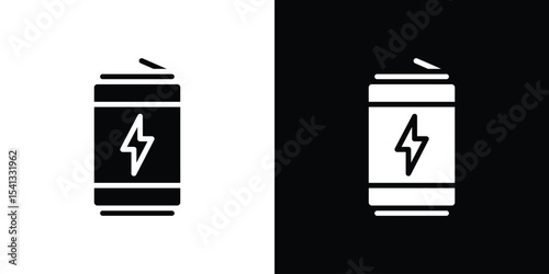Energy drink icon in flat black solid vector set