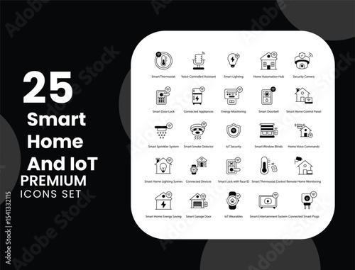 Smart Homes and IoT Vector Icon Stock Illustration for Home Automation Technology