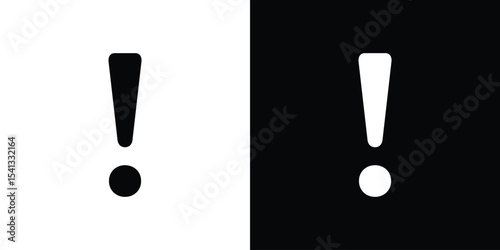Exclamation interface icon in flat black solid vector set