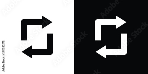 Exchange icon in flat black solid vector set