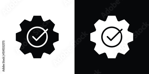Execution icon in flat black solid vector set