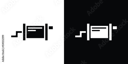Exhaust pipe icon in flat black solid vector set