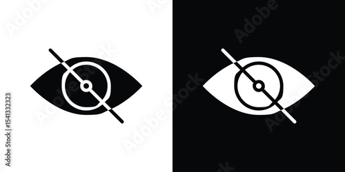Eye crossed icon in flat black solid vector set
