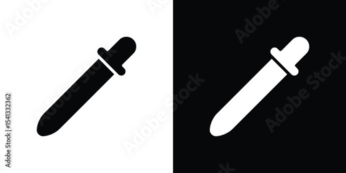 Eye dropper icon in flat black solid vector set