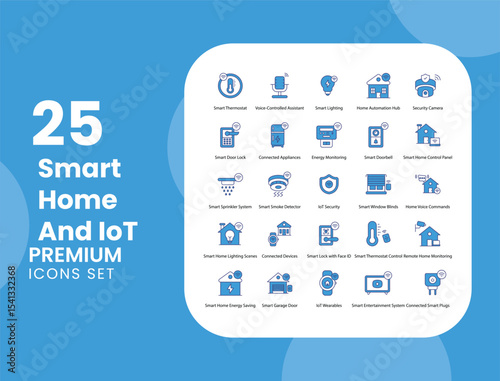 Smart Homes and IoT Vector Icon Stock Illustration for Home Automation Technology