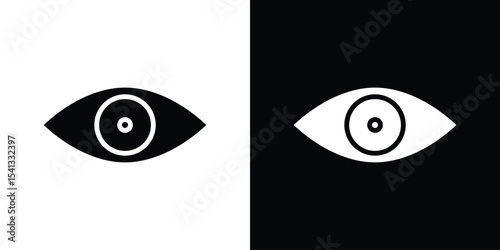 Eye icon in flat black solid vector set