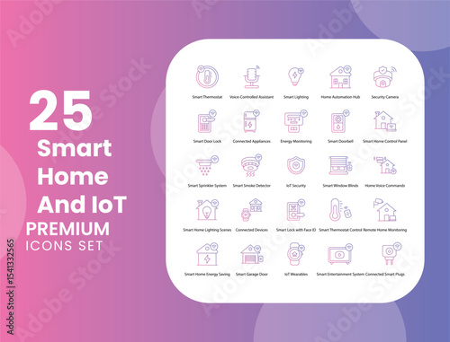 Smart Homes and IoT Vector Icon Stock Illustration for Home Automation Technology
