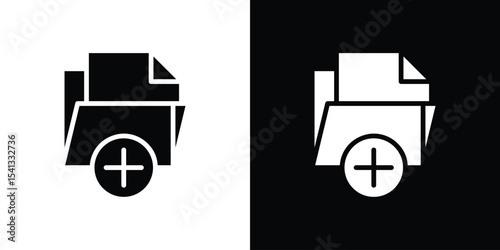 File medical icon in flat black solid vector set