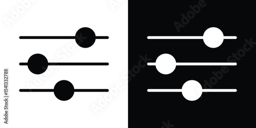 Filter Button icon in flat black solid vector set