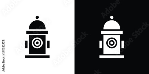 Fire hydrant icon in flat black solid vector set