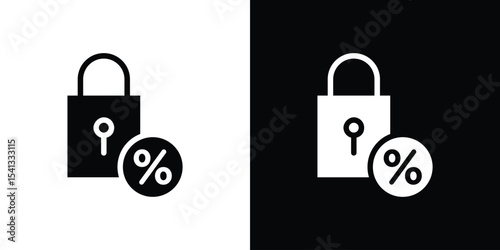 Fixed rate mortgage icon in flat black solid vector set