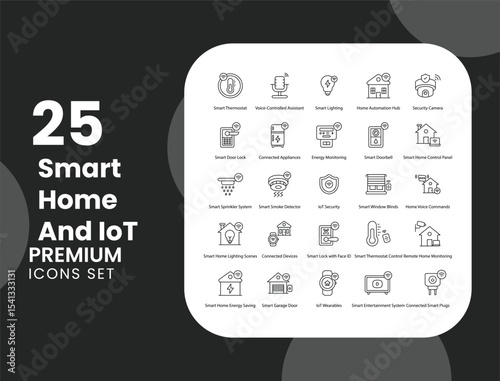 Smart Homes and IoT Vector Icon Stock Illustration for Home Automation Technology