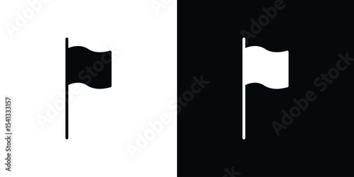 Flag icon in flat black solid vector set