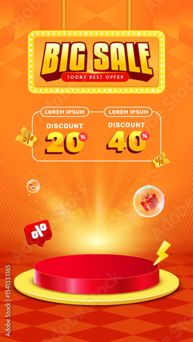 Discount sale vertical banner template for web or social media