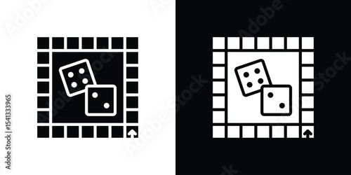 Game board icon in flat black solid vector set