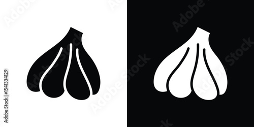 Garlic icon in flat black solid vector set
