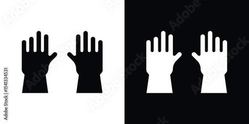 Gloves icon in flat black solid vector set