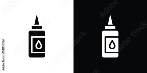 Glue bottle icon in flat black solid vector set