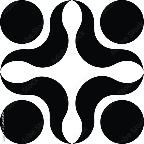 Illustrative black silhouette depicting connections within a neural network design