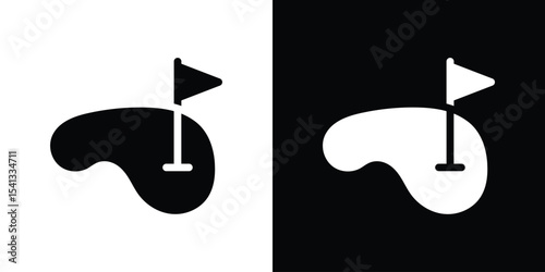 Golf yard icon in flat black solid vector set