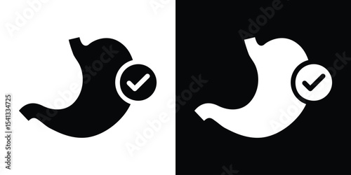 Good digestion icon in flat black solid vector set