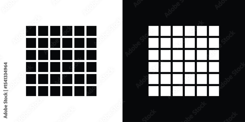 Fototapeta premium Grid icon in flat black solid vector set