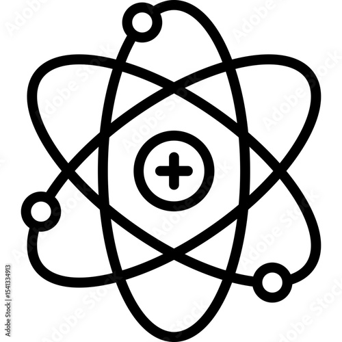 atom icon illustration design with outline