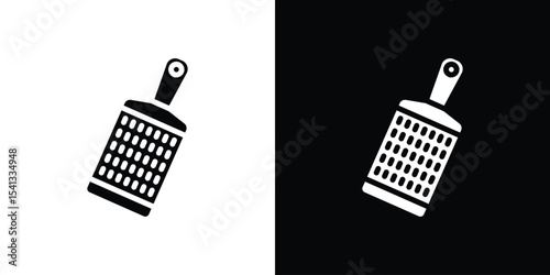Grater icon in flat black solid vector set