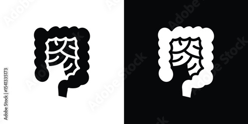 Gut icon in flat black solid vector set