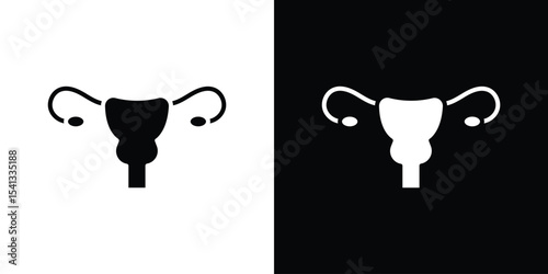 Gynecology icon in flat black solid vector set