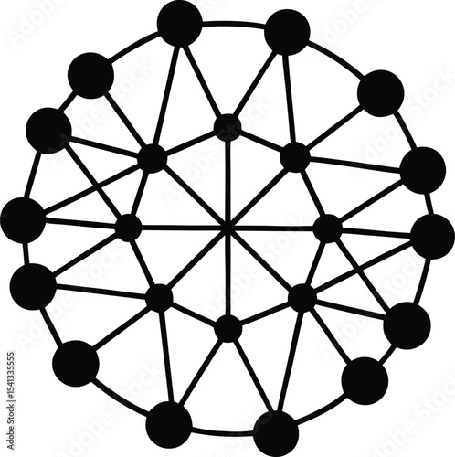 Black silhouette design depicting neural network connections with transparency