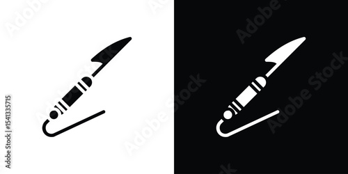 Harpoon icon in flat black solid vector set