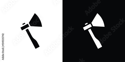 Hatchet icon in flat black solid vector set