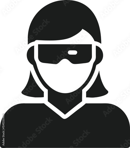 Minimalist black avatar design depicting a person ready for the metaverse experience