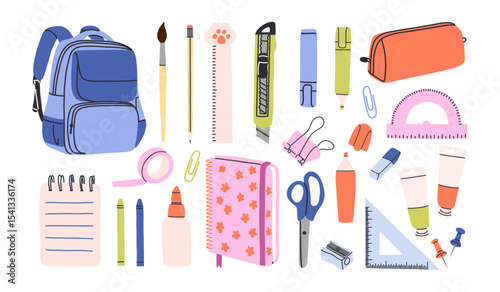 Stationery hand draw illustration flat style