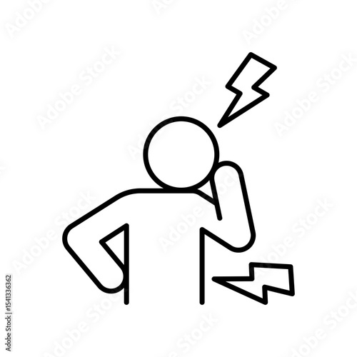 Body ache icon Editable outline symbol representing stress fatigue pain in head and back due to remote work overload