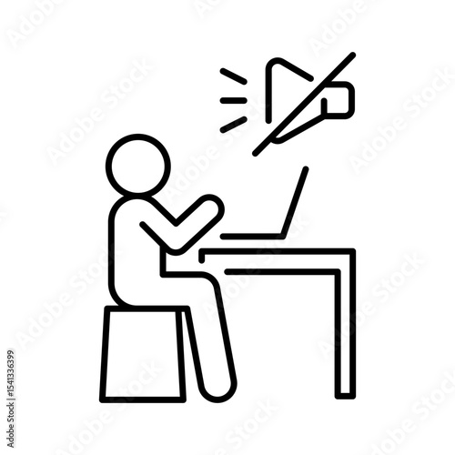 Camera off line icon Remote worker symbol turning off video in online call due to fatigue distraction or privacy during virtual meetings