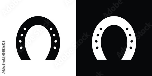 Horseshoe icon in flat black solid vector set