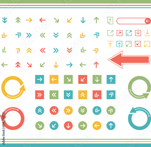 Arrow icon set isolated on white background