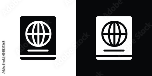 Immigration icon in flat black solid vector set