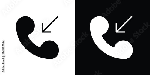 Incoming Call icon in flat black solid vector set