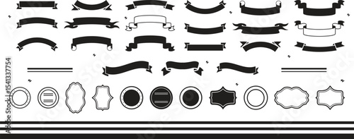 Ribbon banner set. Simple ribbons. Vector