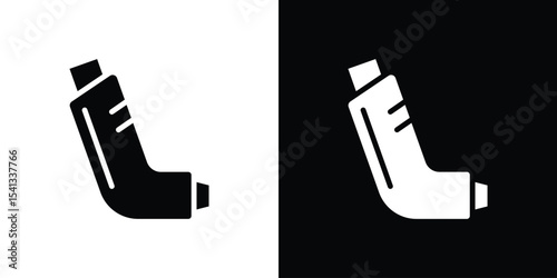 Inhaler icon in flat black solid vector set